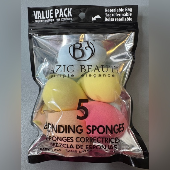 Other - Bazic Beauty 5-Pack Blending Sponges value pack - Pastel Yellow, Pink & Blue